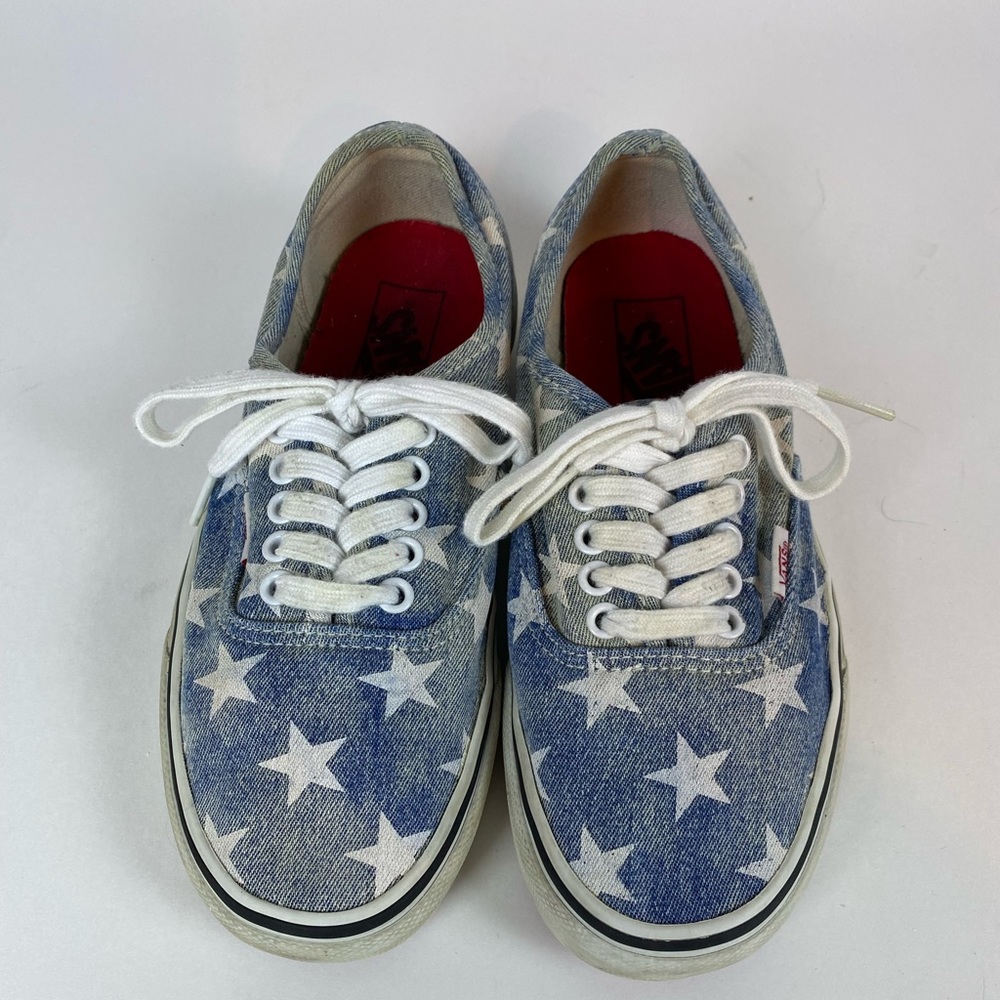 Vans Distressed Chambray Denim Stars Sneakers size 8